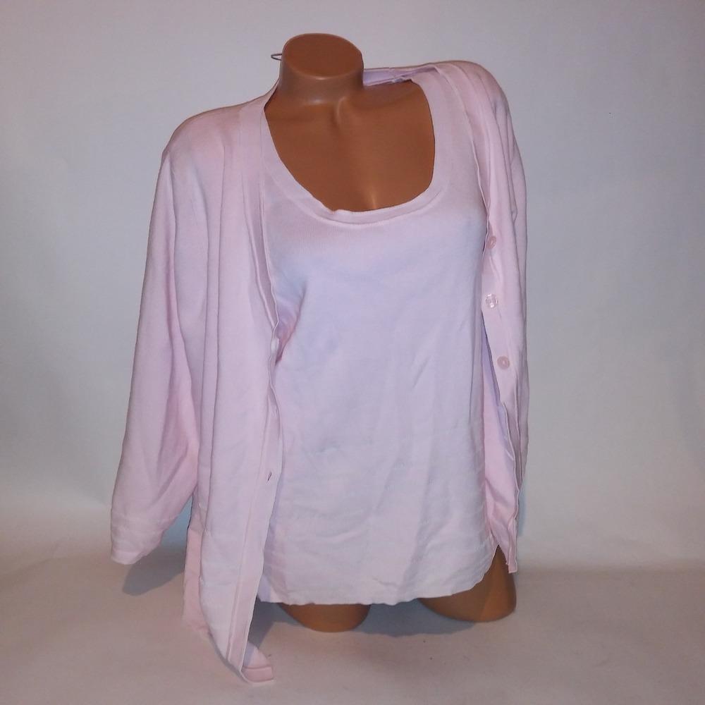 Croft & Barrow Twin Set XL Women Sweater 2 Piece Tank & Cardigan Light Pink New